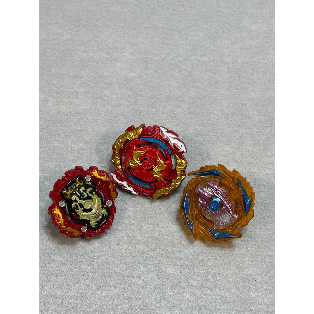 Beyblade Lot of 3 Hasbro Burst Spinning Tops Blue Orange red Mixed Parts